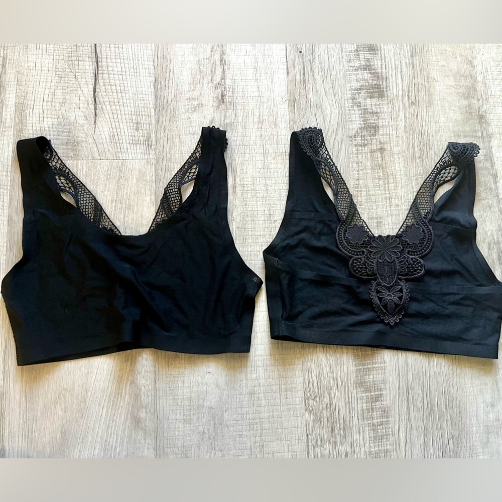 2 black bralette one size